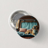 Hund auf Bett Button (Vorne & Hinten)
