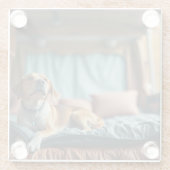 Hund auf Bett Glasuntersetzer (Rückseite)