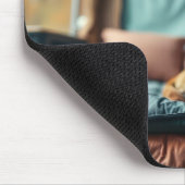 Hund auf Bett Mousepad (Ecke)