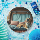 Hund auf Bett Pappteller (Party)