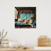 Hund auf Bett Poster (Küche)
