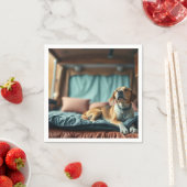 Hund auf Bett Serviette (Beispiel)
