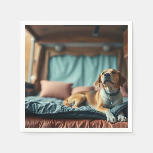 Hund auf Bett Serviette (Vorderseite)