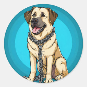 Hund auf blauem Hintergrund Runder Aufkleber
