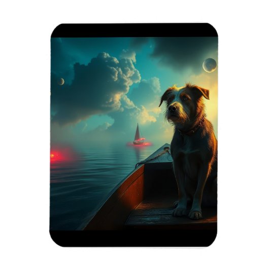 Hund auf Boot Magnet (Vertikal)