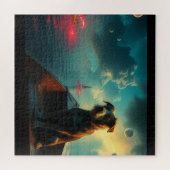 Hund auf Boot Puzzle (Horizontal)