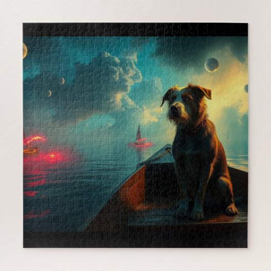 Hund auf Boot Puzzle (Vertikal)
