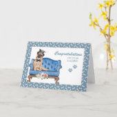 Hund auf Couch Abschluss Karte (Gelbe Blume)