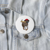 Hund auf Cricket mit Cricket-Fledermaus Button (Beispiel)