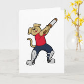 Hund auf Cricket mit Cricket-Fledermaus Karte (Gelbe Blume)