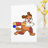 Hund auf Cricket mit Cricket-Fledermaus Karte (Gelbe Blume)