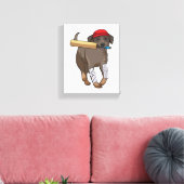 Hund auf Cricket mit Cricket-Fledermaus Leinwanddruck (Insitu (Wohnzimmer))