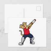 Hund auf Cricket mit Cricket-Fledermaus Postkarte (Vorne/Hinten)