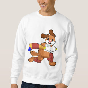 Hund auf Cricket mit Cricket-Fledermaus Sweatshirt