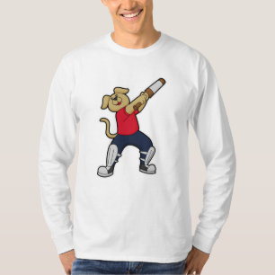 Hund auf Cricket mit Cricket-Fledermaus T-Shirt