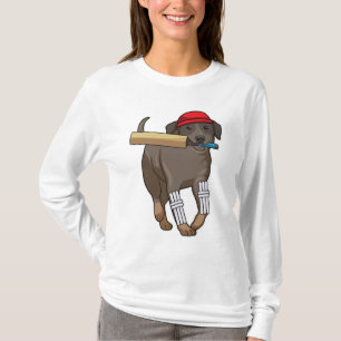 Hund auf Cricket mit Cricket-Fledermaus T-Shirt