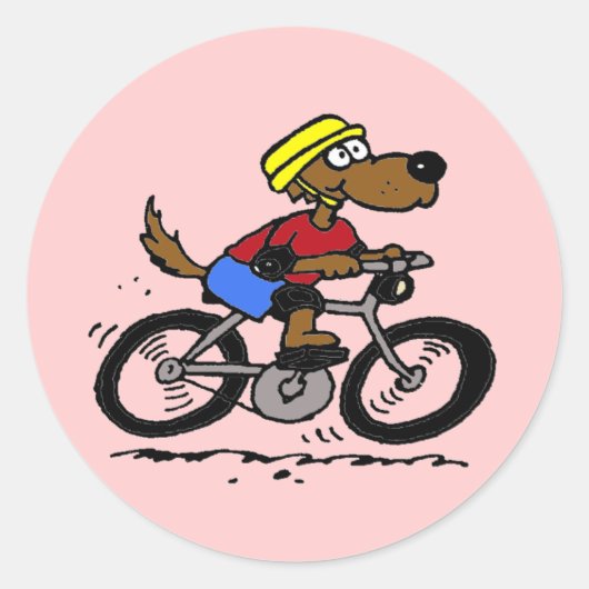 Hund auf dem Fahrrad! Runder Aufkleber (Vorderseite)