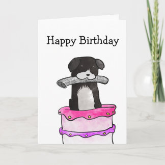 Hund auf der Geburtstagskarte des Kuchens Karte