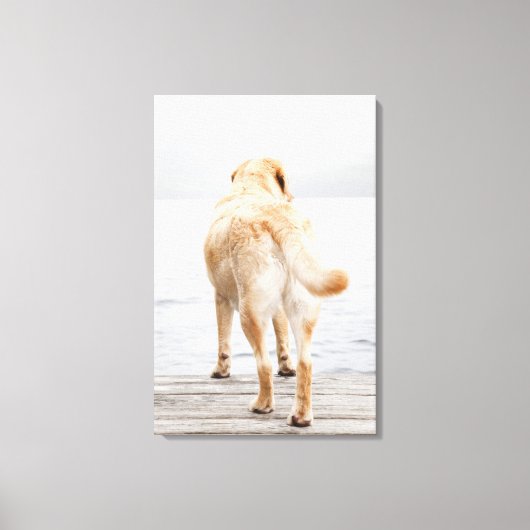 Hund auf Dock Leinwanddruck (Vorderseite)
