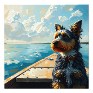 Hund auf einem Boot Fotodruck