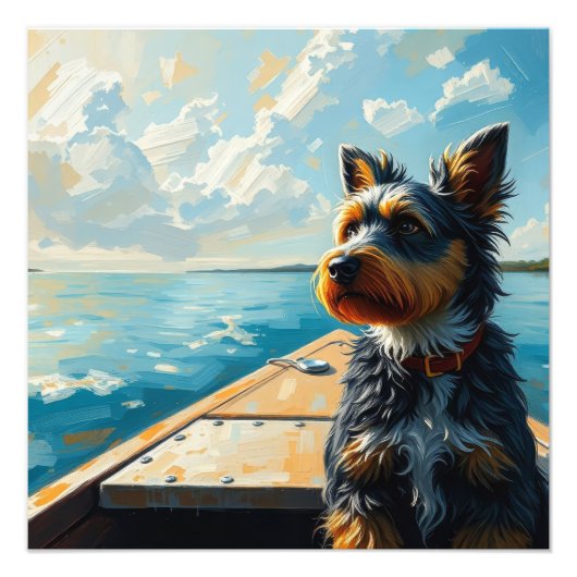 Hund auf einem Boot Fotodruck (Vorne)