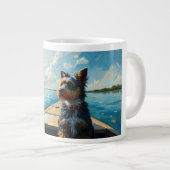 Hund auf einem Boot Jumbo-Tasse (Vorderseite Rechts)