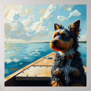 Hund auf einem Boot Poster