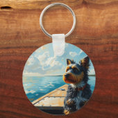Hund auf einem Boot Schlüsselanhänger (Vorderseite)