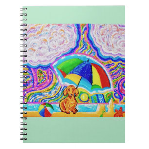 Hund auf einem StrandNotebook Notizblock