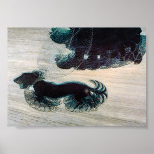 Hund auf einem Vintagen Kunstposter aus Leash Poster