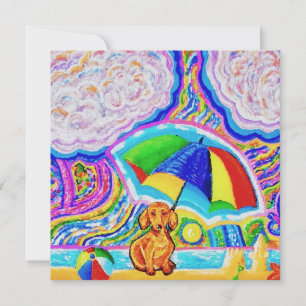 Hund auf einer Beach Grußkarte Einladung