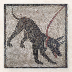 Hund auf einer Leine, von Pompeji Glasuntersetzer