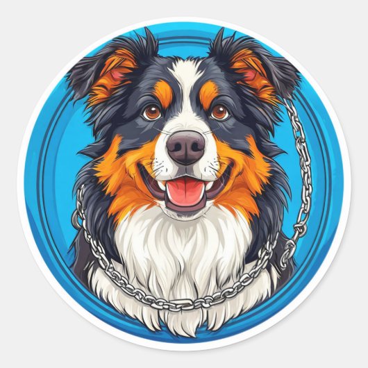 Hund auf grünem Hintergrund Runder Aufkleber (Vorderseite)