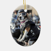 Hund auf Motorrad-Foto Keramik Ornament (Hinten)