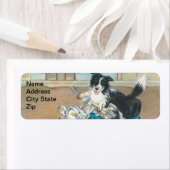 Hund auf Motorrad-Rücksendeadressen-Aufklebern (Insitu)