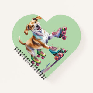 Hund auf Roller Skate Wasserfarbe Notizblock