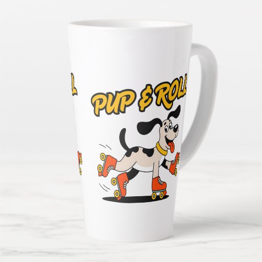 Hund auf Roller-Skaten Pup & Roll Milchtasse (Rechte Ecke)