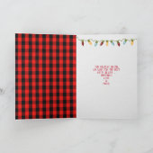 Hund auf Seilrahmen mit Lumberjack kariert Weihnac Karte (Innenseite)