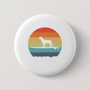 Hund Auf Surfboard Surfen Brett Surfer Hund Retro Button
