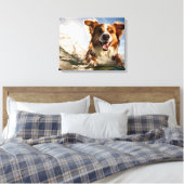 Hund auf Surfbrett Leinwanddruck (Insitu (Schlafzimmer))
