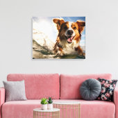 Hund auf Surfbrett Leinwanddruck (Insitu (Wohnzimmer))
