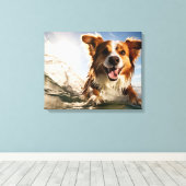 Hund auf Surfbrett Leinwanddruck (Insitu (Holzboden))