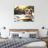 Hund auf Surfbrett Leinwanddruck (Insitu (Schlafzimmer))
