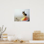 Hund auf Surfbrett Poster (Küche)