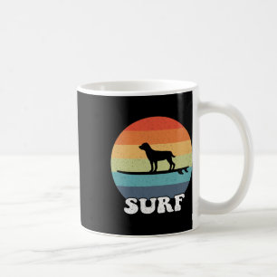 Hund auf Surfbrett Surfen Brett Surfer Hund Retro  Kaffeetasse