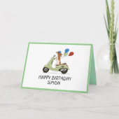 Hund auf Vespa mit Ballons Karte (Vorderseite)