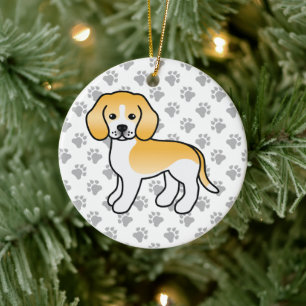 Hund aus Lemon und Weißem Beagle mit benutzerdefin Keramik Ornament