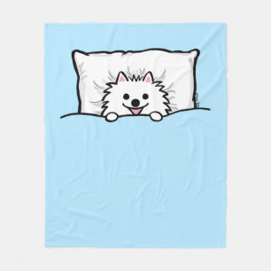 Hund aus weißem Spitz, Niedlich getupft Fleecedecke