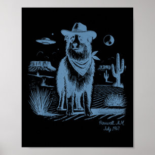 Hund Australian Shepherd Aussie Vintage Ufo Wester Poster