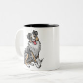 Hund - Australian Shepherd - Blue Merle Zweifarbige Tasse (Vorderseite Links)